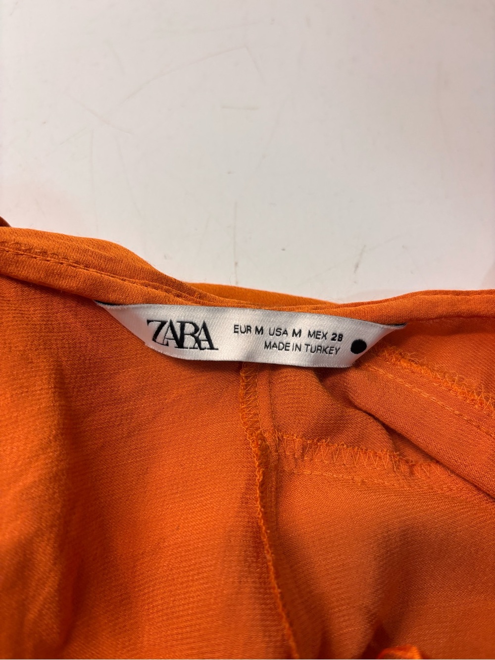 Zara Limited Edition Burnt Orange ruffle Open Back Asymmetrical Blouse, size M - Picture 12 of 15